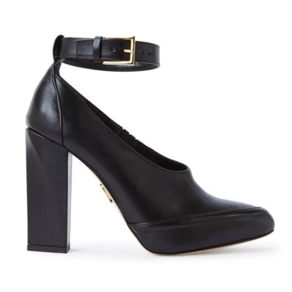 Maiyet Cecile Leather Ankle Strap Heels in Black 38